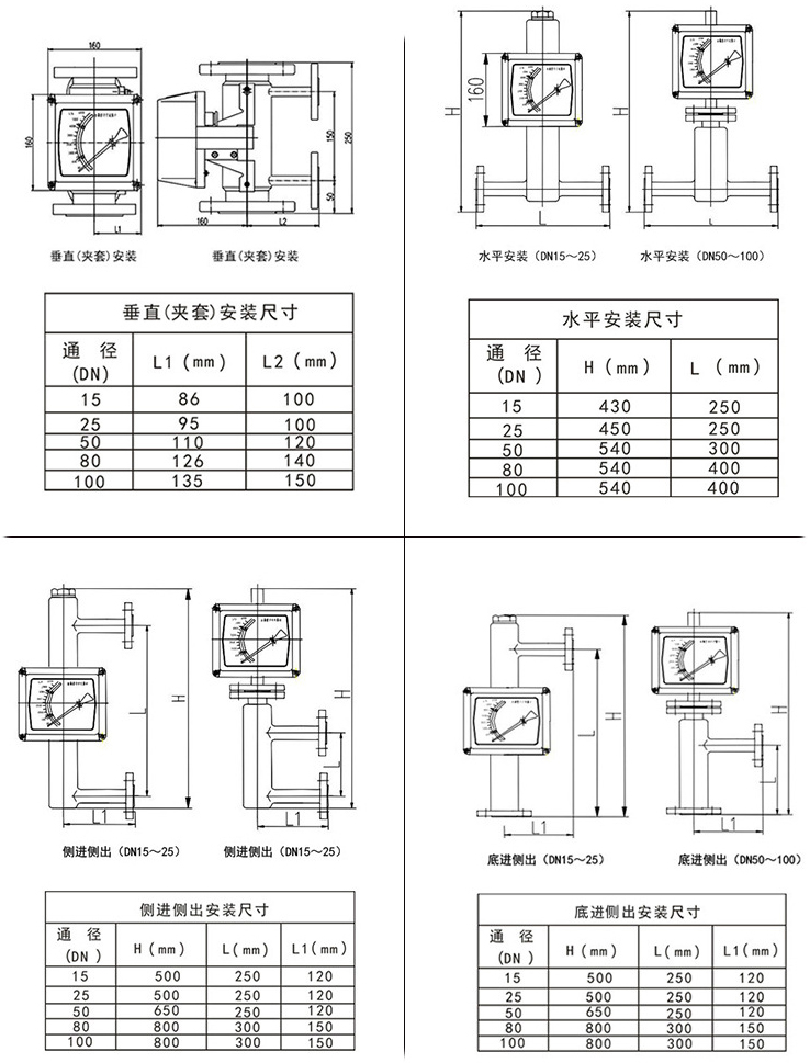 氨氣流量計安裝尺寸圖